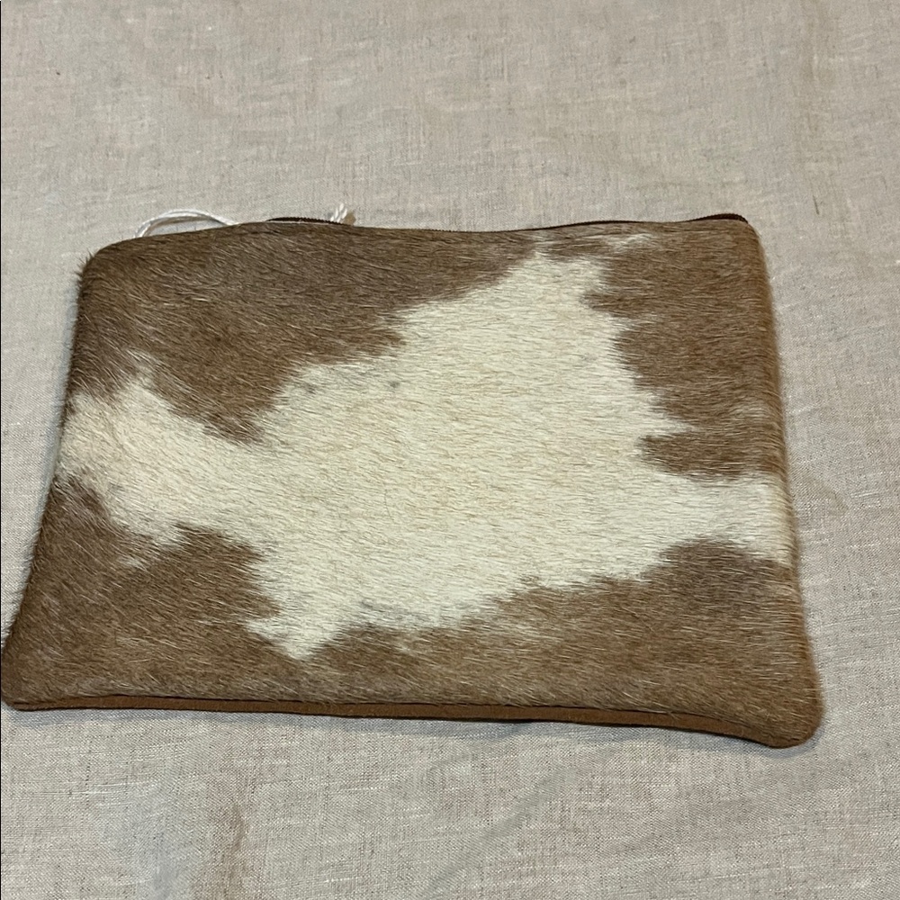 Cowhide Brown and White Clutch